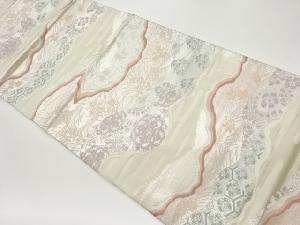 道長取りに華紋・草花模様織出し袋帯